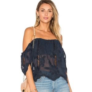 Lovers + Friends Life's A Beach Top Navy Blue NWT Size Small